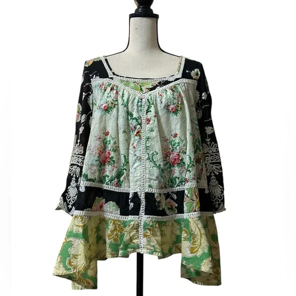 Anthropologie Vanessa Virginia Prateria Boho Baby Doll Swing Top Tunic Sz. 12 - Picture 7 of 13